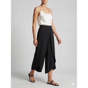Gianni Bini Madi Pant Black Wide Leg Tulip Wrap Front Cropped Trousers sz M $99